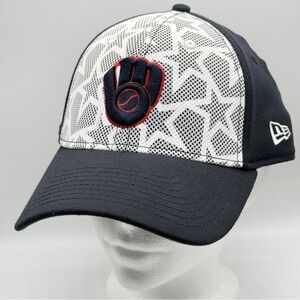 Milwaukee Brewers New Era 39Thirty Cap M/L Patriotic Stars Stretch Hat